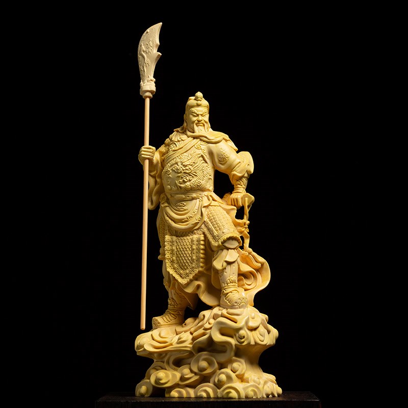 16CM Door God Guan Gong Figurine Guan Yu statue Wood Statue - 图2