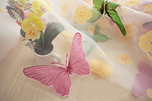 Lovely Hot Sales Butterfly Print Sheer Voile Curtain Door W - 图1