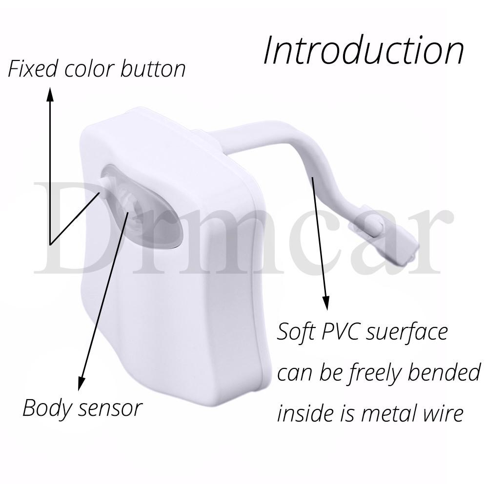 1pcs Toilet Seat Night Light Smart PIR Motion Sensor 8 Colo-图3