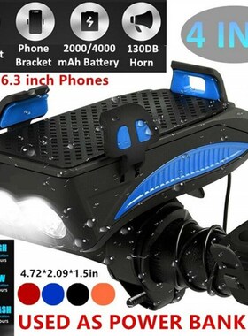 4 In 1 Rechargeable Bicycle Light Flashlight Bike Horn Handl