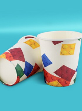8pcs Lego Party Disposable Tableware Plates Cups Children's