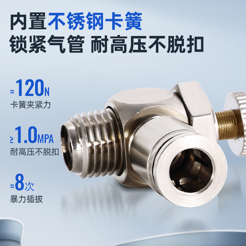 全铜镀镍SL气缸节流调速阀4-M5 6-01 8-02气管快插接头耐高温腐蚀 - 图1