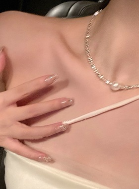 轻奢小众碎银子锁骨链女