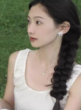 刘亦菲同款锆石法式复古银针耳钉