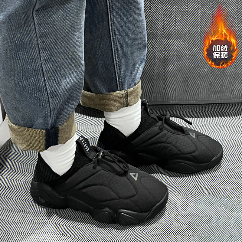 匹克态极6371大三角懒人鞋男25年秋冬季软弹休闲运动老爹鞋女加绒 - 图0