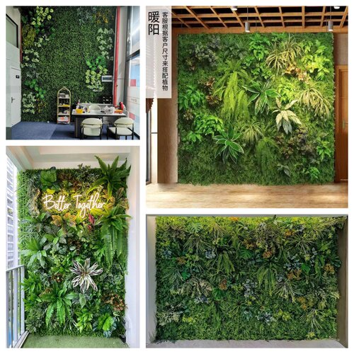 仿真绿植墙植物墙人造草皮假花墙面装饰室内外假绿植草坪植物造景 - 图1