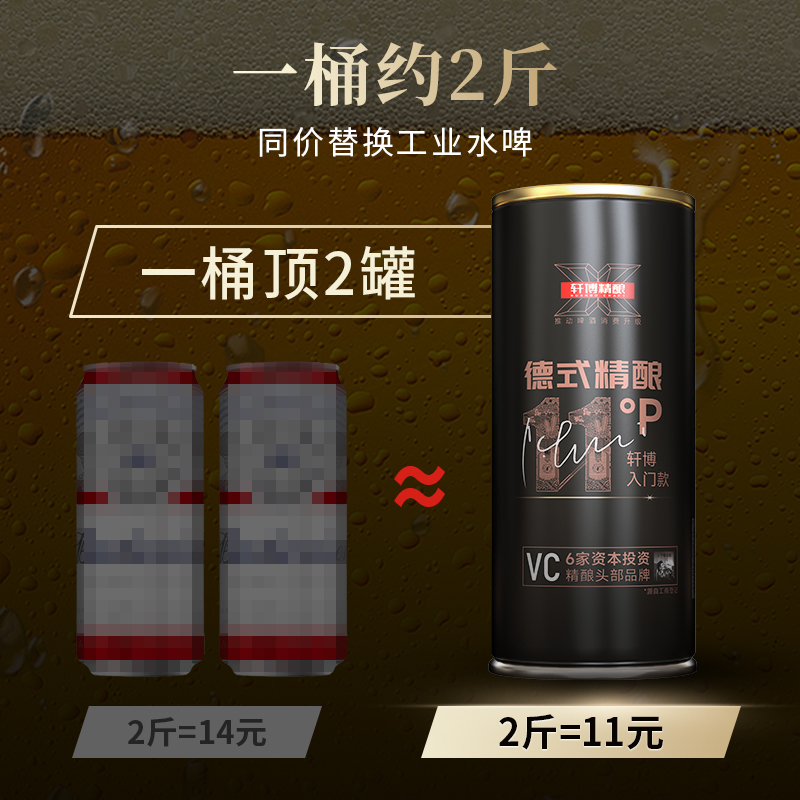 轩博精酿啤酒11度800ml*8桶原浆小麦白啤整箱德式艾尔工艺熟啤 - 图1