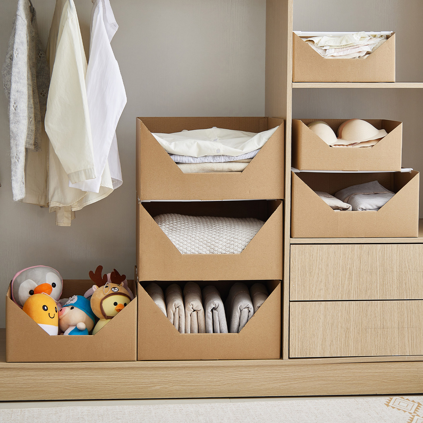 牛皮纸收纳箱家用衣物零食玩具大容量加厚衣柜整理盒办公室储物箱,淘宝优惠券,粉丝福利购,淘宝优惠卷