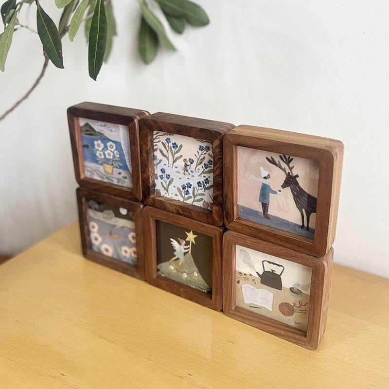 北欧插画小摆台迷你可爱摆台画桌面柜子摆件装饰画温馨实木有框画,淘宝优惠券,粉丝福利购,淘宝优惠卷