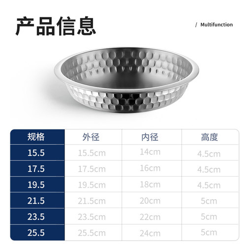 芬兰MISANBROO304不锈钢盘子圆盘菜盘家用菜碟加深汤盘平底餐盘 - 图3