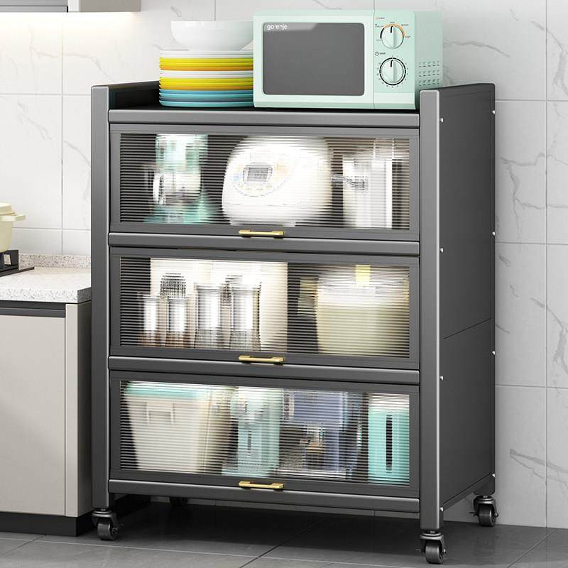 厨房置物架电饭锅收纳柜家用多功能微波炉橱柜碗碟锅具餐边储物柜,淘宝优惠券,粉丝福利购,淘宝优惠卷