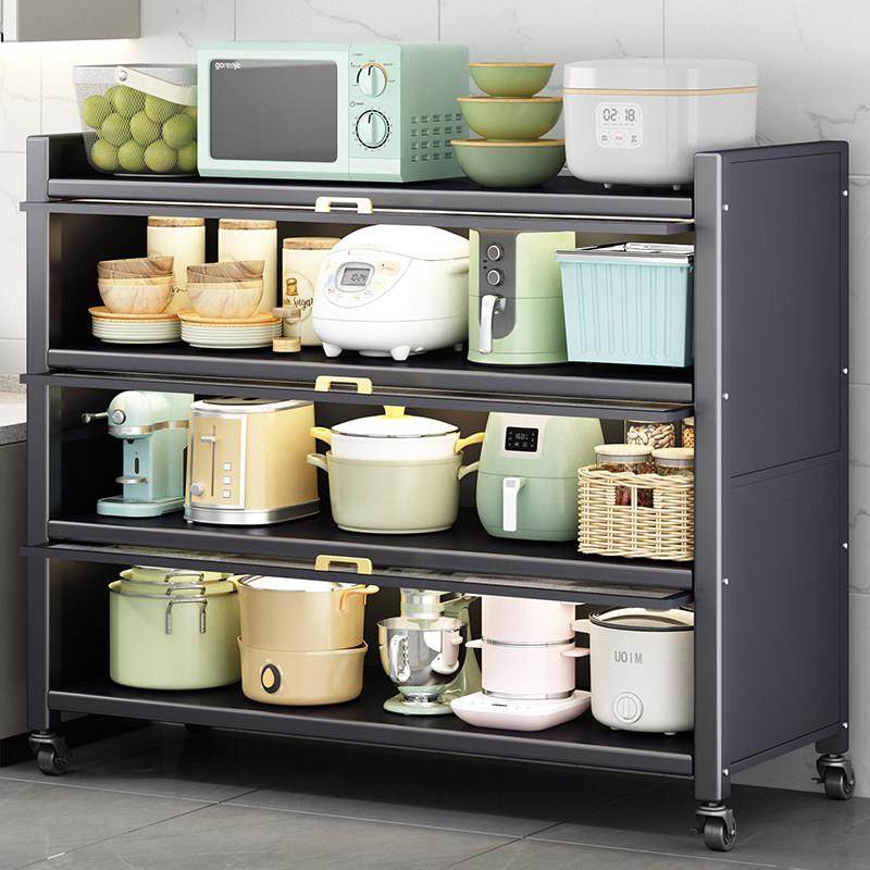 厨房置物架电饭锅收纳柜家用多功能微波炉橱柜碗碟锅具餐边储物柜,淘宝优惠券,粉丝福利购,淘宝优惠卷