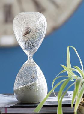 Powkhome欧式复古玻璃沙漏计时器客厅书房玄关软装装饰品桌面摆件