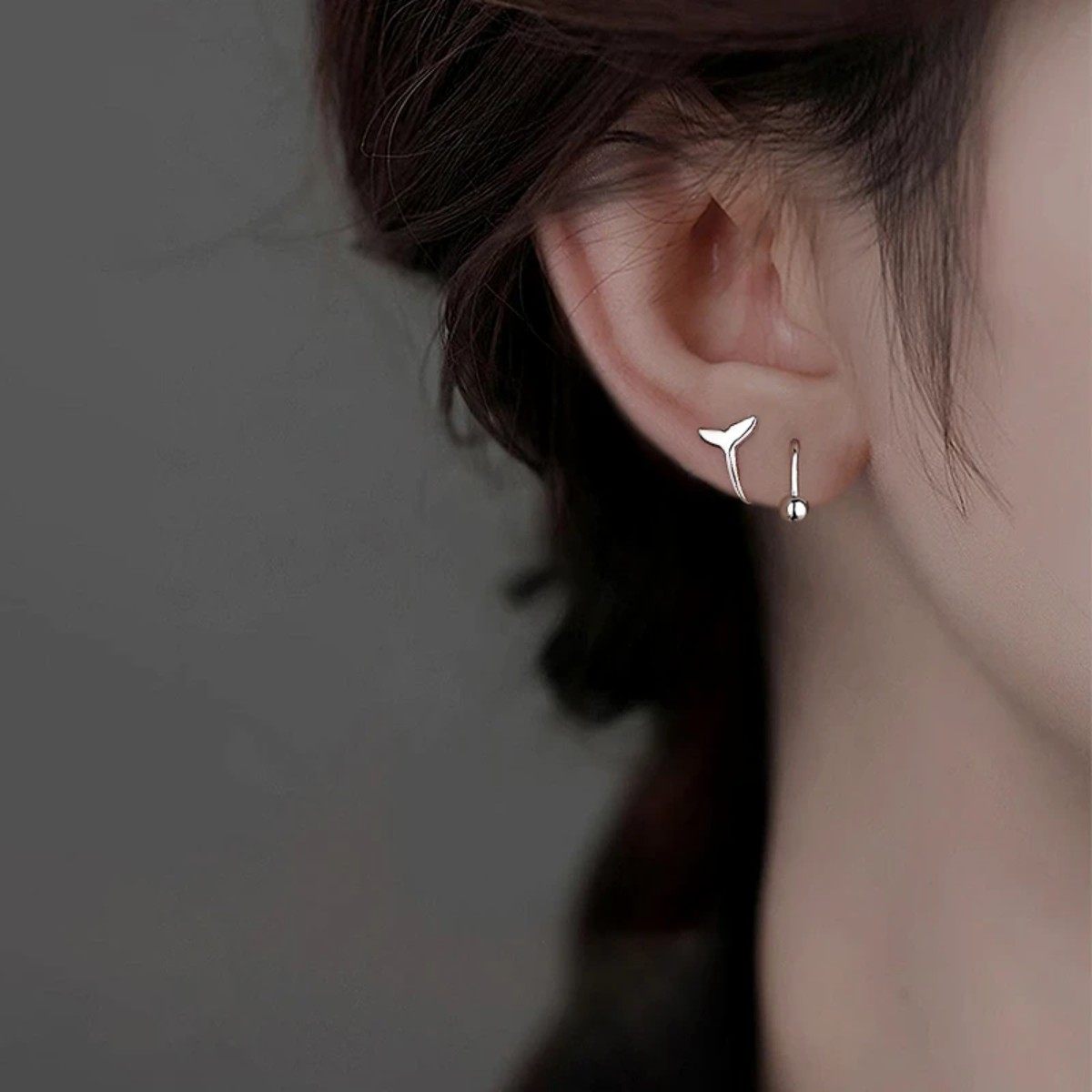 S999纯银针鱼尾S形螺旋耳钉养耳洞睡觉免摘耳环防过敏女耳饰简约,淘宝优惠券,粉丝福利购,淘宝优惠卷