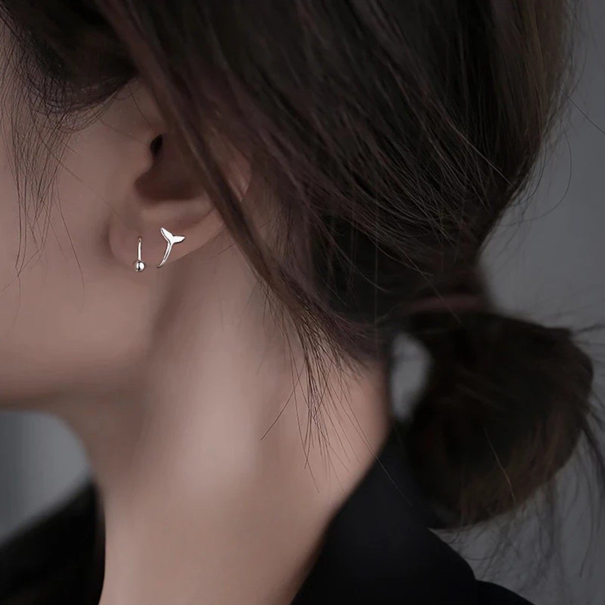 S999纯银针鱼尾S形螺旋耳钉养耳洞睡觉免摘耳环防过敏女耳饰简约,淘宝优惠券,粉丝福利购,淘宝优惠卷