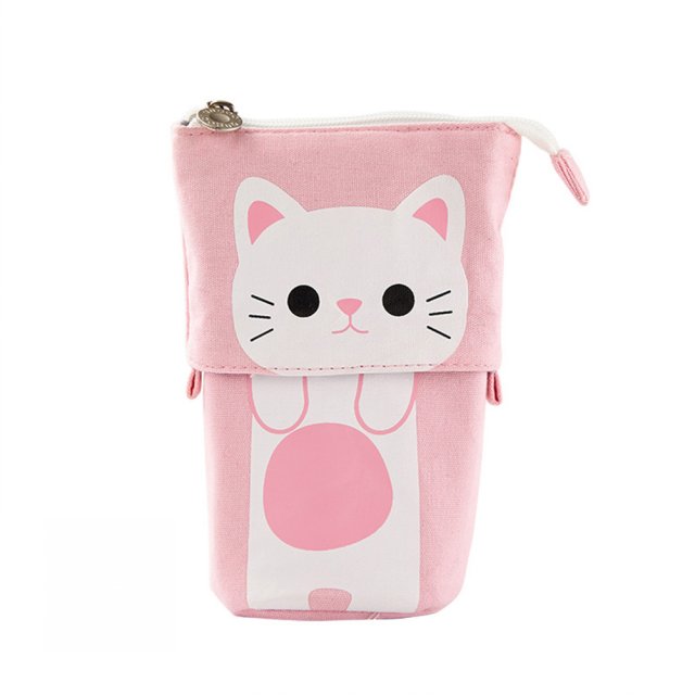 Creative Cat Design Pen Holder Retractable Pencil Case Stude - 图1