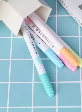 5Pcs Colorful Candy Color Double-end Highlighters Markers Fl