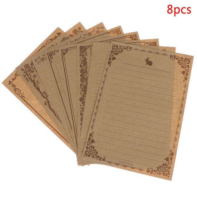 8 Sheets Letter Paper Vintage Flower Design Letterhead Lette - 图2