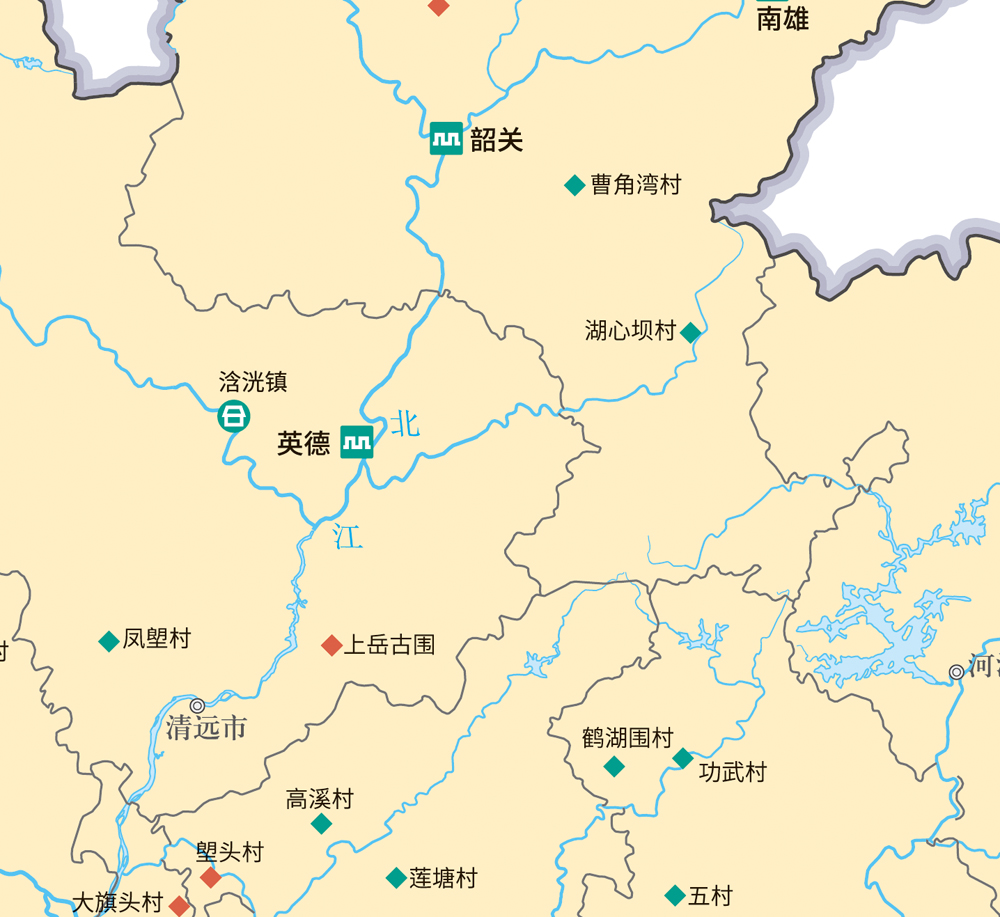 广东省历史文化名城名镇名村分布图 (1)地图交通水系地形河流行政