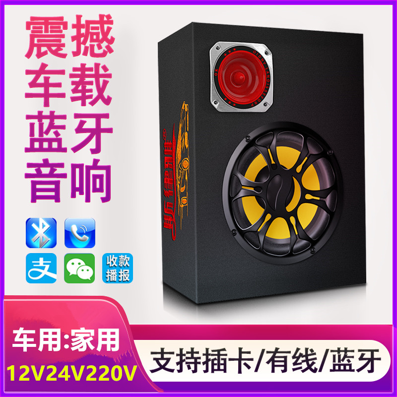 车载低音炮12v24v重低音汽车改装大功率音响220V家用无线蓝牙音箱-图1