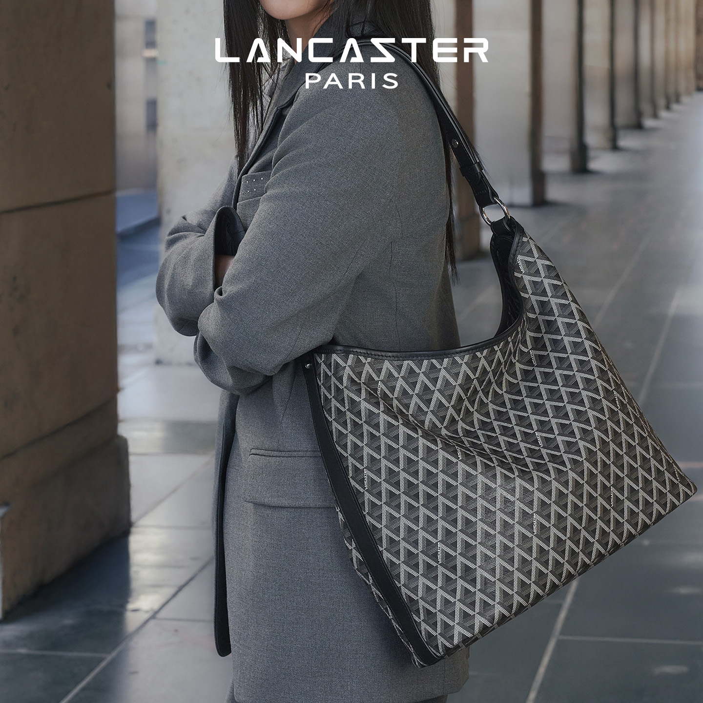 Lancaster Ikon IT系列经典老花松弛感流浪大容量通勤HOBO托特包