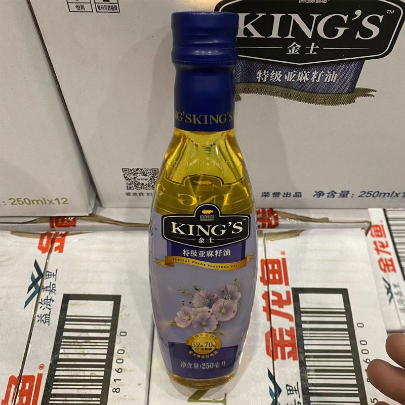 金龙鱼金士头道初榨特级亚麻籽油250ml小瓶装KINGS胡麻油食用油 - 图0