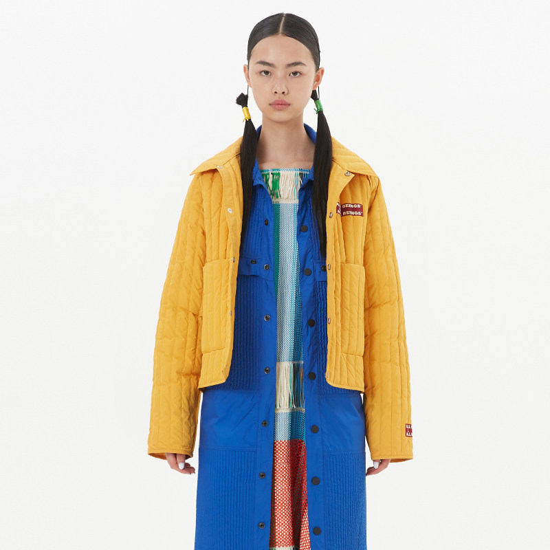 all beings绿色羽绒夹克都市潮绗缝 ALLBEINGS短外套