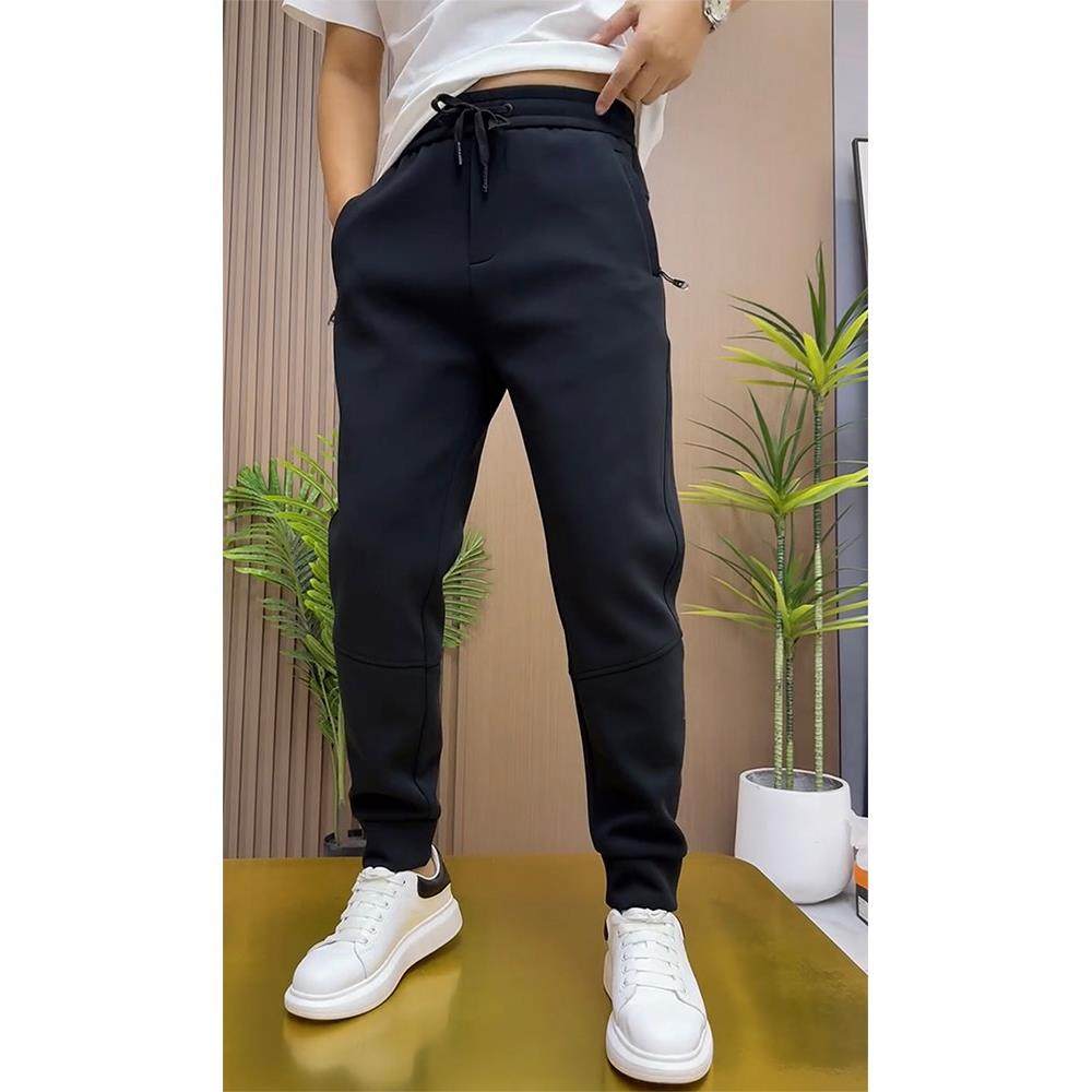 高端男士刺绣束脚运动裤秋冬季加绒卫裤2025新款黑色休闲小脚男裤,淘宝优惠券,粉丝福利购,淘宝优惠卷