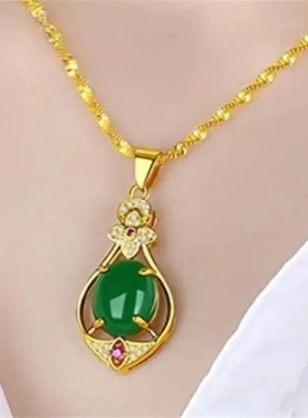 心有灵犀合金项链红色金色百搭