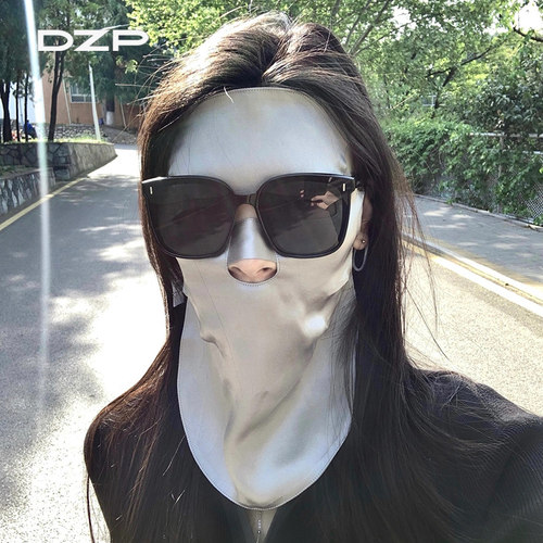 真丝防晒面罩睡眠透气护全脸罩夏天脸基尼口罩桑蚕丝防油烟面纱女 - 图0