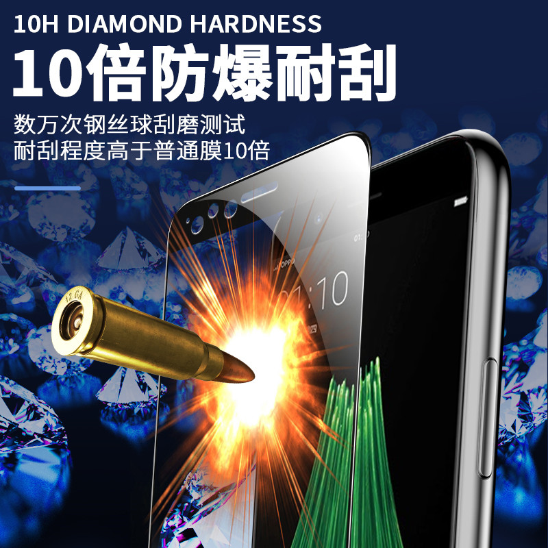 OPPOR11钢化膜全屏覆盖防蓝光r11s手机膜屏保钻石黑边r11plus防摔防爆玻璃膜防滑防指纹超薄r11splus保护贴膜 - 图2