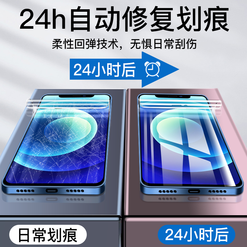 适用苹果11水凝膜iphonexs12mini全屏钢化膜11pro13max防摔手机膜ip14苹果15防窥膜7plus防摔8p保护膜se2代6s - 图1