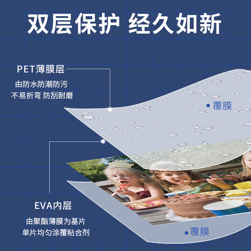 晨光塑封膜a4透明过塑膜过胶护卡膜3寸5寸6寸7寸封塑纸100张照片相片文件皮保护膜塑封机专用 - 图3