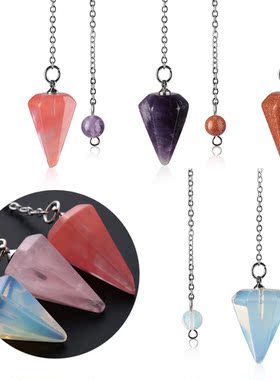 Hexagon Pyramid Reiki Pendulum Pendant Rose Quartz Healing