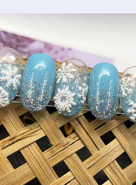 3D Acrylic Engraved  Nail Sticker Winter whit