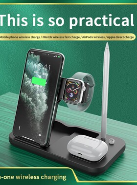 Wireless Charger Dock 4 in 1 Qi 15W Fast Charging Stand For