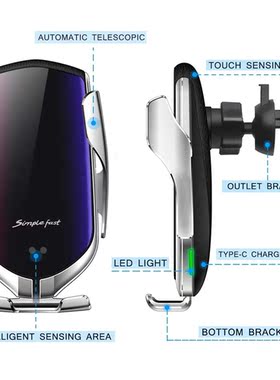 Automatic Clamping Car Wireless Charger 10W Quick Charge fo