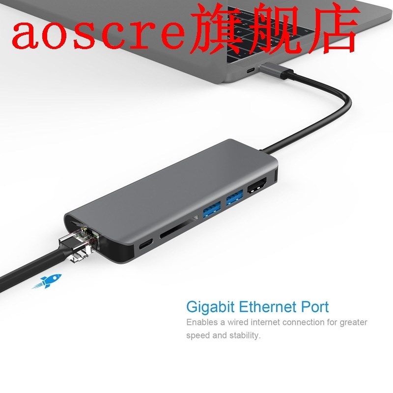 Type C Hub 6In1 Usb-C 3.1 To 4K Hdmi Pd 2Usb3.0 Dp Lan Dongl - 图0