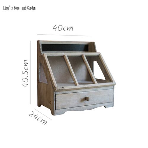 slanted design handmade antique solid wood small storage cab - 图1