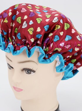 High quality polyester satin fabric double layer shower caps