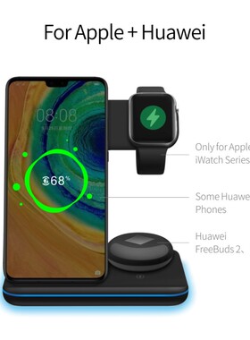 15W 3 In 1 Qi Wireless Charger Stand For IPhone 12 11 XS Mi