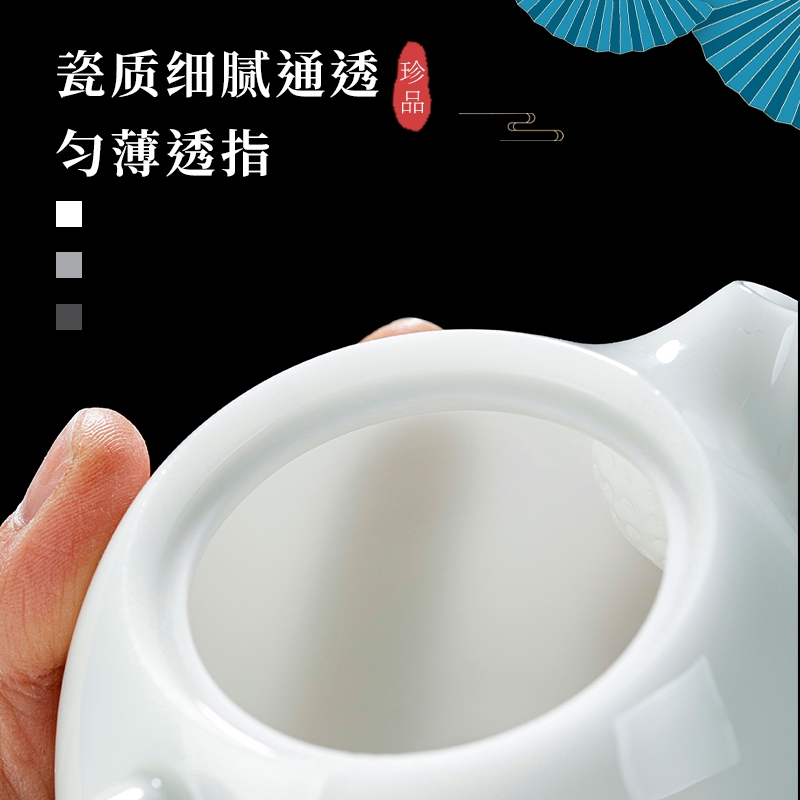 钰铨龙门 曾松茂大师手工冰种玉瓷釉烧旋转龙蛋壶家用高档泡茶壶 - 图1