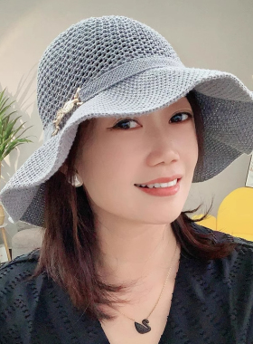 折叠遮阳帽子女夏季洋气遮脸太阳帽出游大帽檐渔夫帽防晒帽草帽女