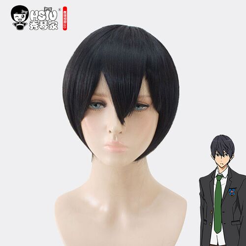 HSIU NEW High quality Haruka Nanase  Free! Cosplay Wig Shor - 图1