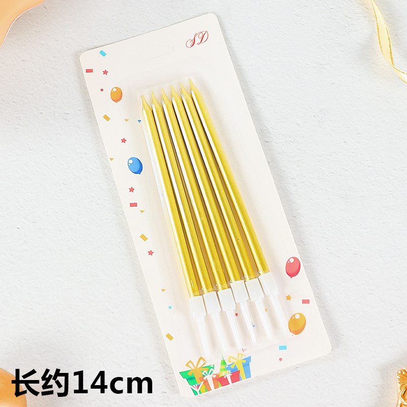 Cakelove 6 PCS golden long pencil cake candle safe flames ki - 图2