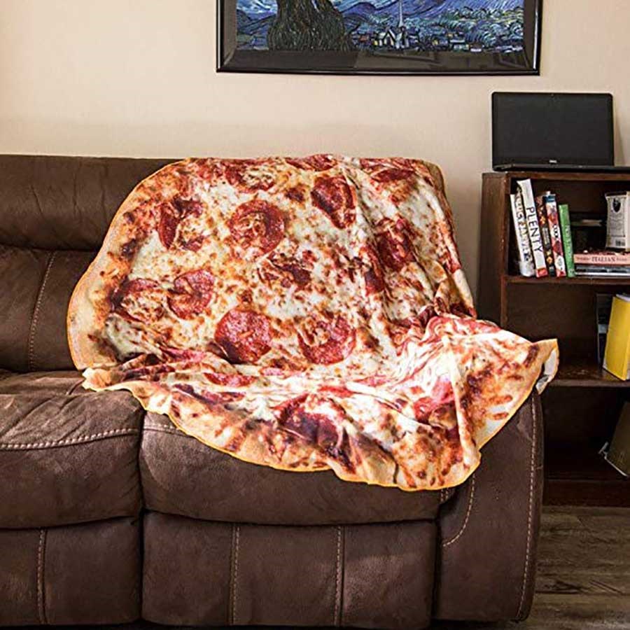 Soft warm Flannel Pizza blanket 200Gsm Round Shape Donut Ham-图1