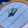 Natural A-grade jade ring for women, ice-green egg-faced ring, s925 silver inlaid, fashionable and versatile