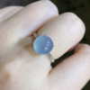Natural Grade A jadeite ring S925 silver inlaid exquisite ring with exquisite zircon frame fashionable and versatile