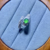 Natural A-grade jade ring for women, ice-green egg-faced ring, s925 silver inlaid, fashionable and versatile