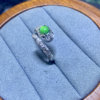 Natural A-grade jade ring for women, ice-green egg-faced ring, s925 silver inlaid, fashionable and versatile